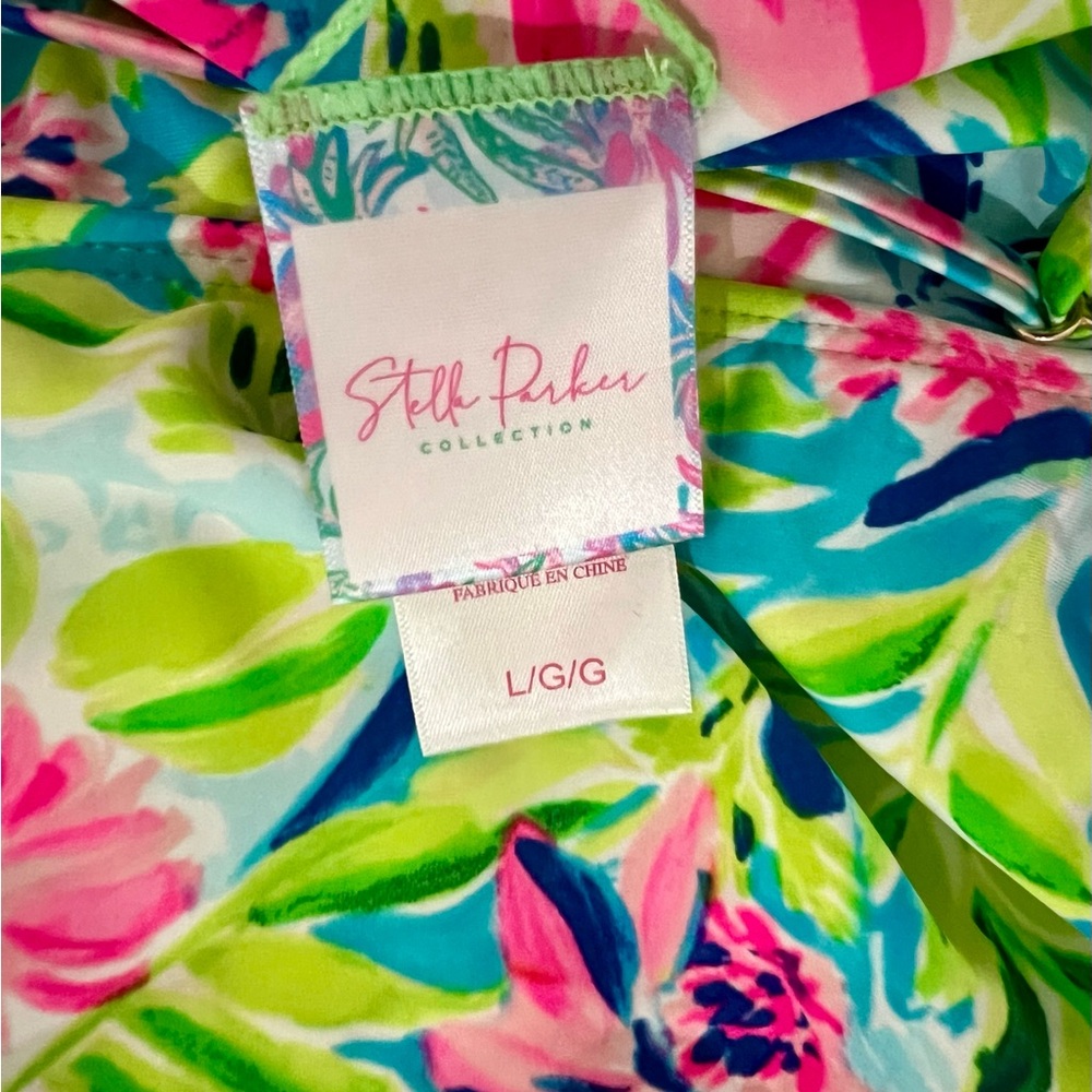 💗🏝️🆕 NWT Stella Parker Multi Waterlily Swim Dress Large - Picture 3 of 12